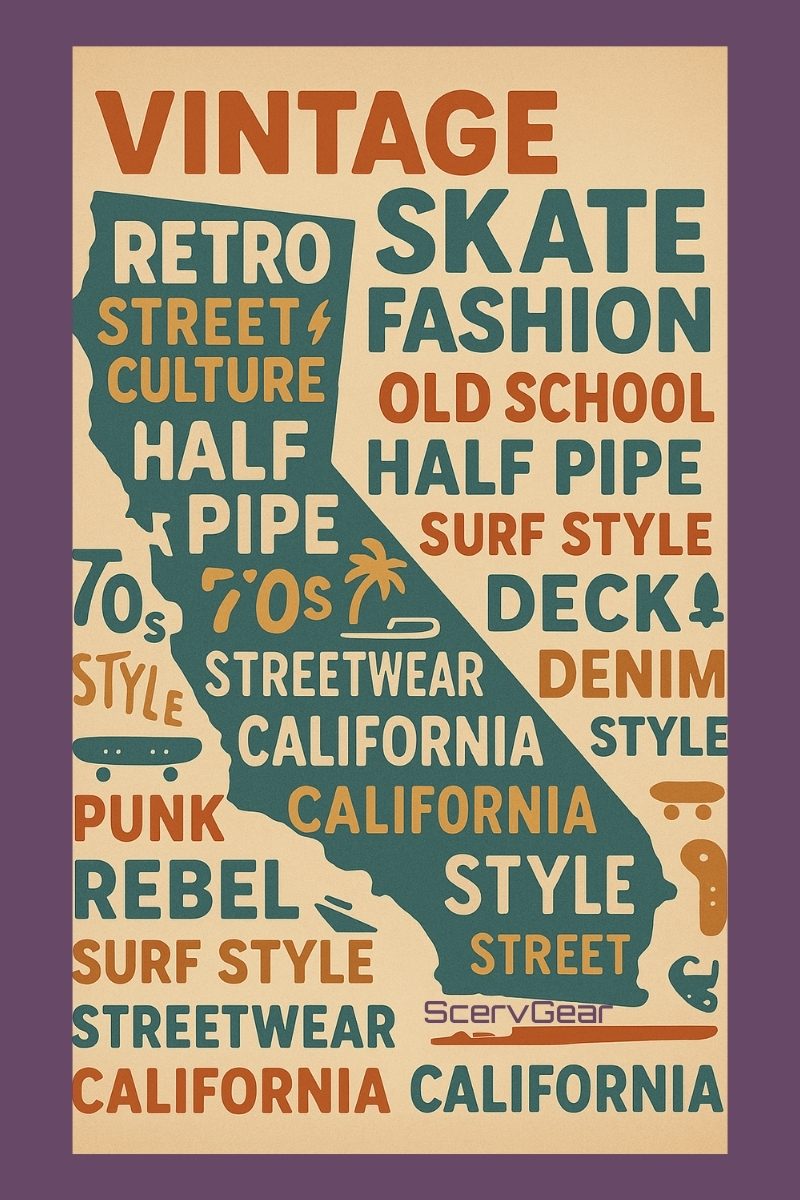 Collage poster of vintage skater fashion