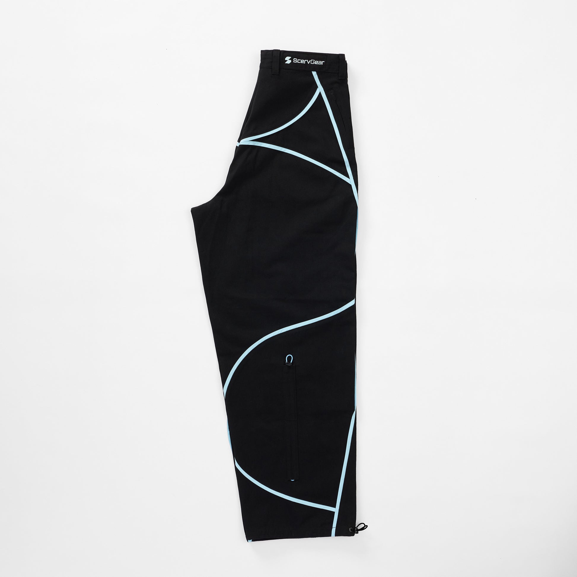 Side view of pants note ScervGear embroidery at the top
