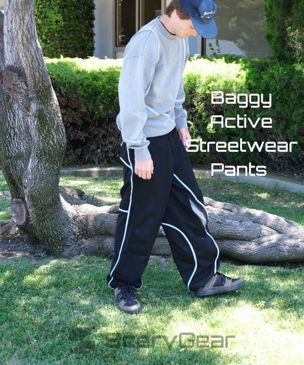 August Duncan wearing ScervGear Curvy Baggy Pants