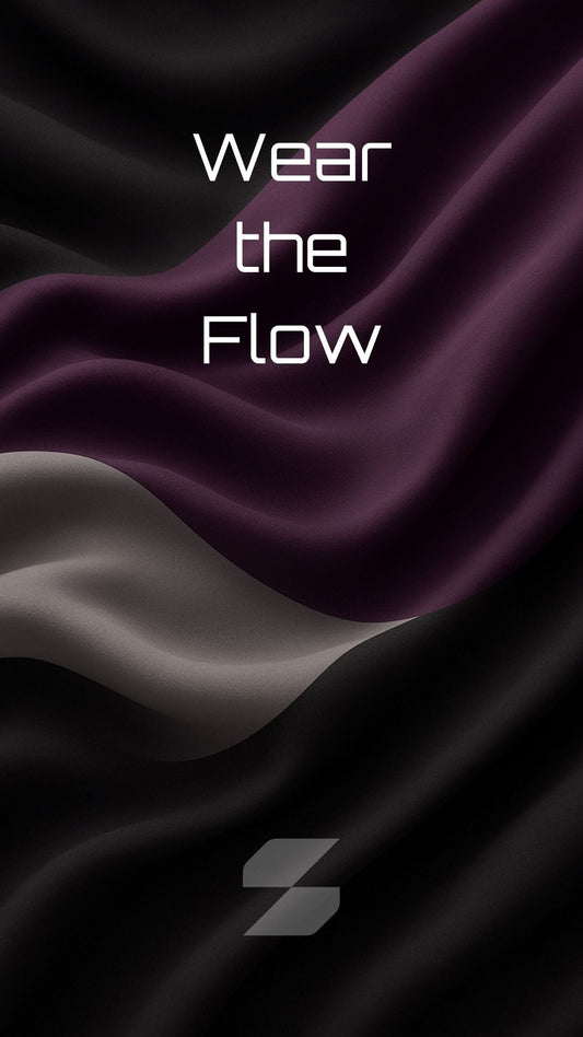 Tai Chi Pants image of flowing fabric with the words Wear the Flow and the iconic ScervGear 
