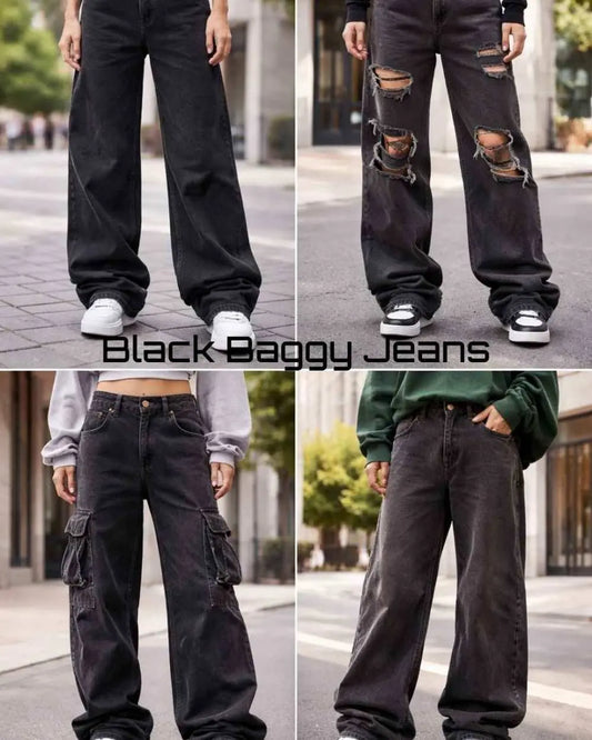 Frame divided into 4 squares, each with a picture of person wearing black jeans.