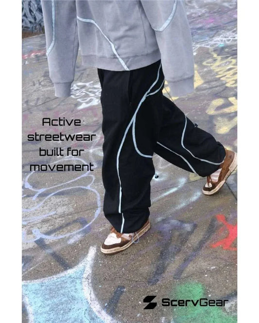 Model in ScervGear Curvy Baggy Pants and Swervy Sweatshirt.