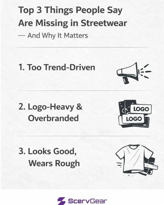graphic showing top 3 concerns people say are missing in Streetwear