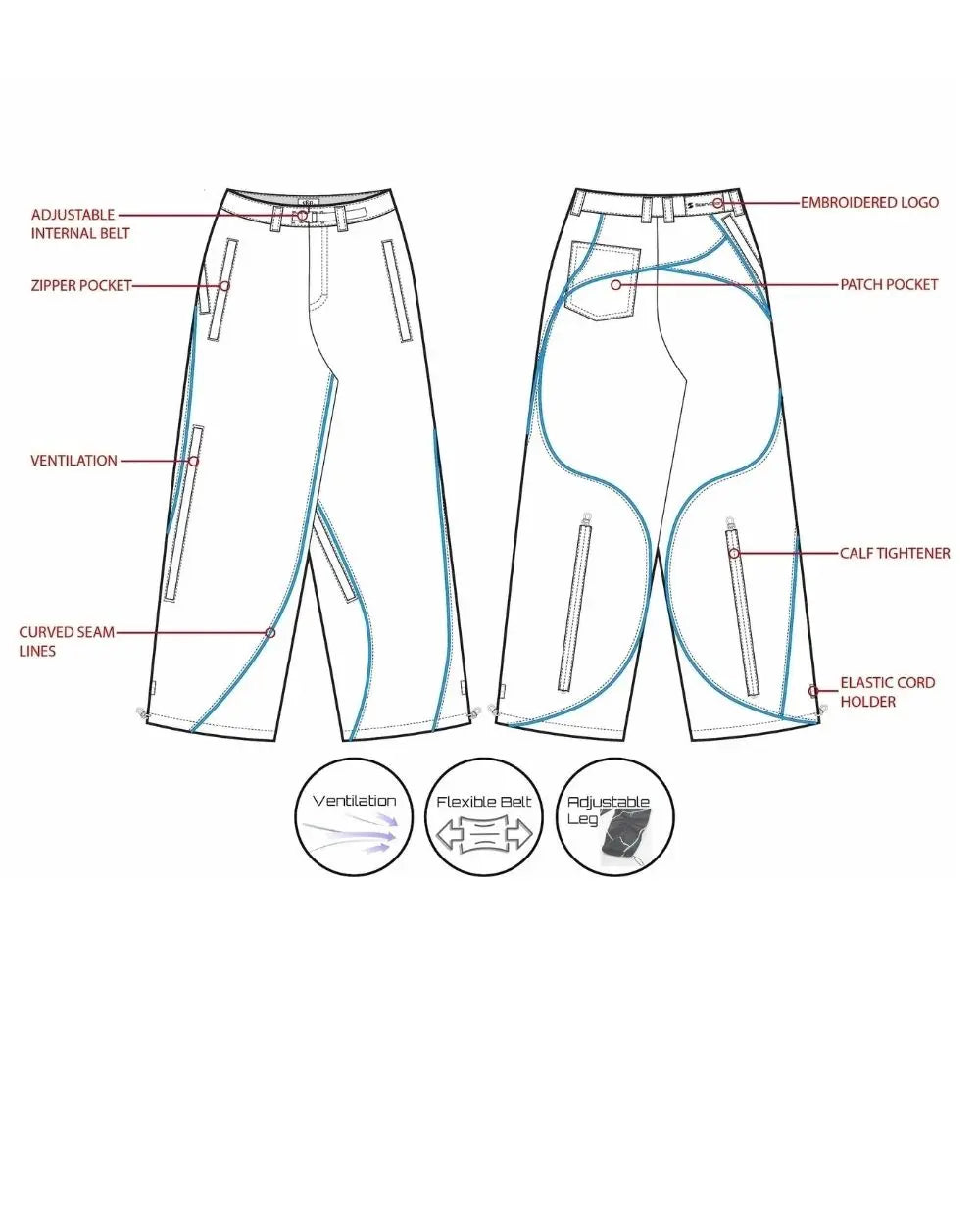 ScervGear Curvy Baggy Skate Pants Features