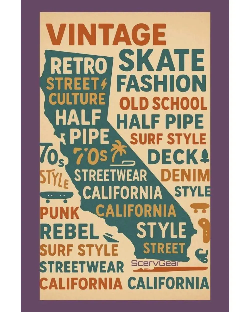 Collage poster of vintage skater fashion