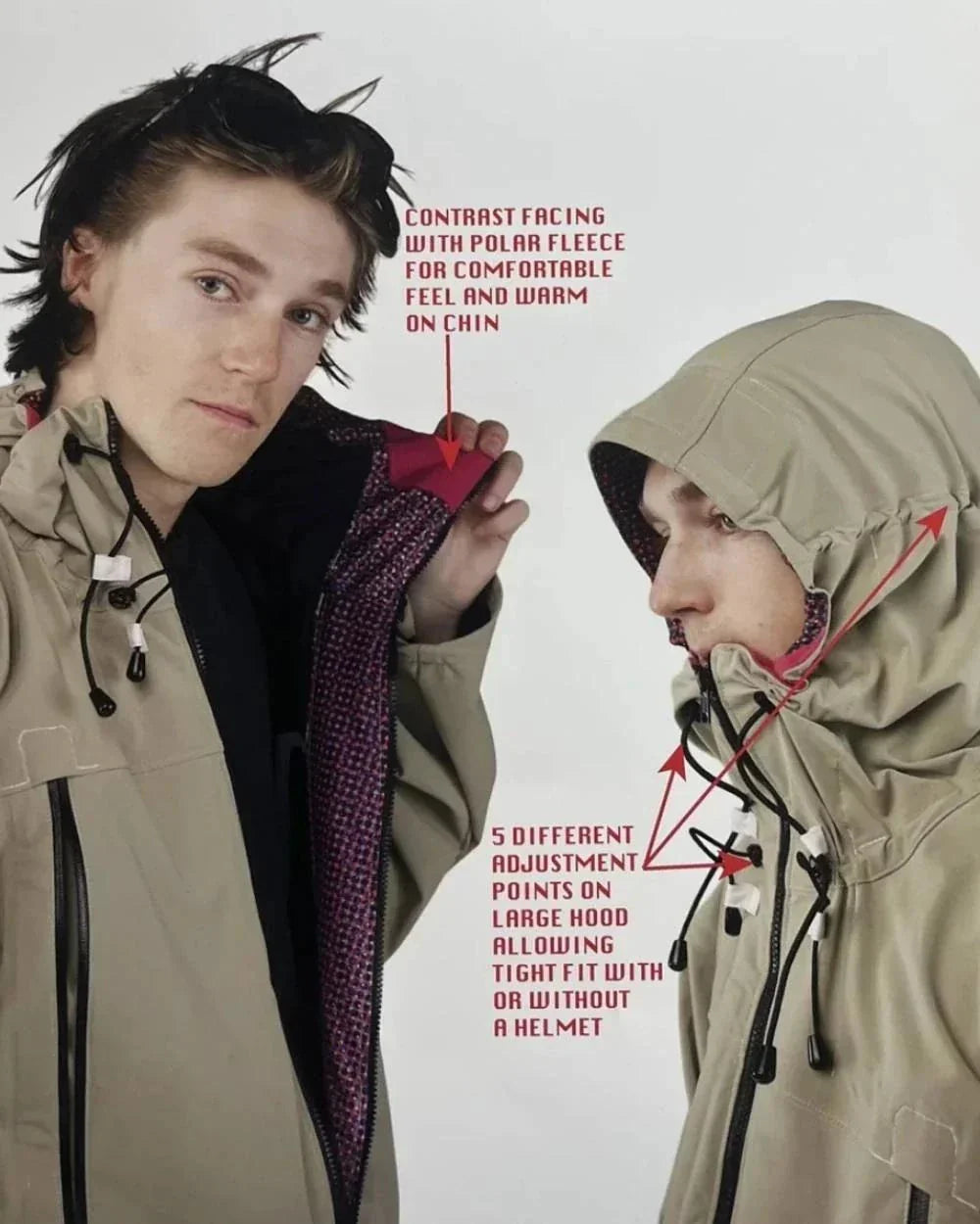 Picture of August Duncan in a prototype design of a snow gear garment..